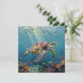 Carte A Sea Turtle Themed Blank (Debout devant)