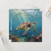 Carte A Sea Turtle Themed Blank (Devant/Arrière en situation)