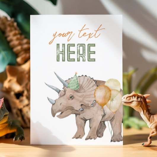 Carte à signe modifiable Dinosaure 5x7