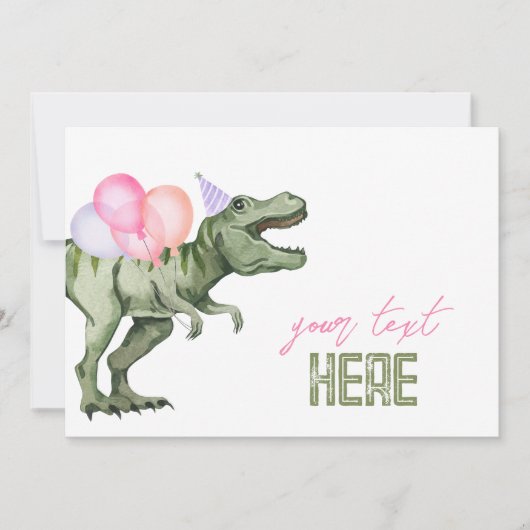 Carte à signe modifiable Dinosaure 7x5 (Devant)