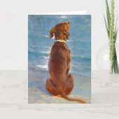 Carte A sitting brown dog by P.S. Kroyer (Devant)