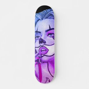 Carte à skateboard rose maquillage mignonne de clo
