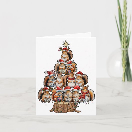 Carte A Squirrel Christmas Tree Lights Forest Animal Lov (Devant)