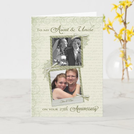 Carte À Tante & Oncle pour leur _ème anniversaire - Pers (Fleur jaune)