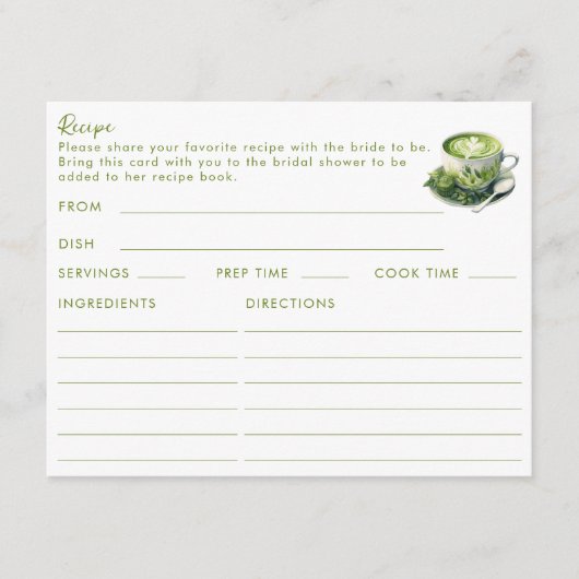 Carte à thème Thé vert Matcha à double face (Devant)