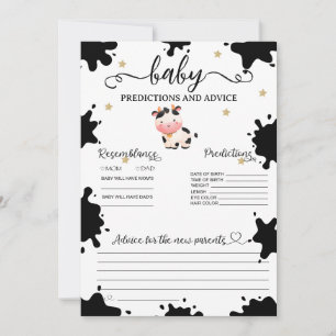 Carte à thème vache pour prédictions de bébé
