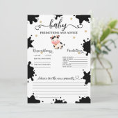 Carte à thème vache pour prédictions de bébé (Debout devant)