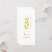 Carte à tiges florales à aquarelle jaune (Devant/Arrière en situation)