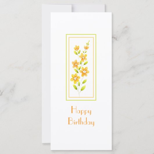Carte à tiges florales à aquarelle jaune (Devant)