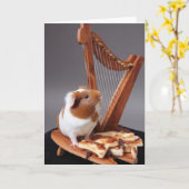 Carte A Tiny Harpist’s Hello – Elegant Guinea Pig Card (Fleur jaune)