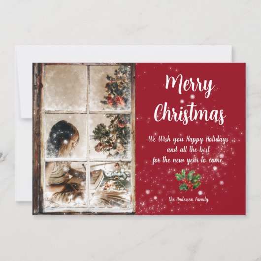 Carte À travers les fenêtres figées et la photo de neige (Devant)