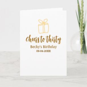 Carte À trente ans, un cadeau pastel jaune marron pour l