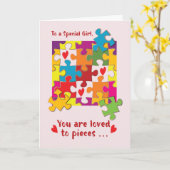 Carte À une fille spéciale Valentine Puzzle Amour aux pi (Fleur jaune)