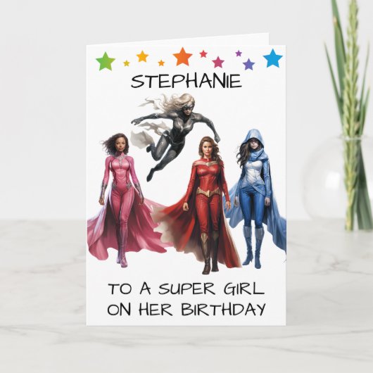 Carte À une super fille sur son Superhéros d'anniversair (Devant)