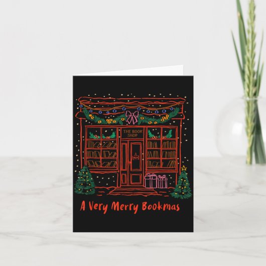 Carte A Very Merry Bookmas Cozy Christmas Bookstore Holi (Devant)