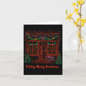 Carte A Very Merry Bookmas Cozy Christmas Bookstore Holi (Fleur jaune)