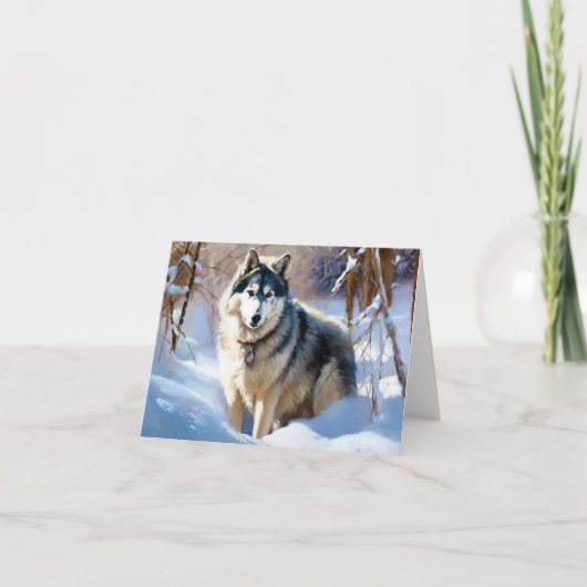 Carte Aaskan Malamute Laisser Il Neige Noël (Devant)