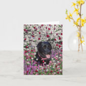 Carte Abby en fleurs - chien noir de laboratoire (Fleur jaune)
