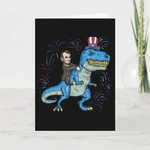 Carte Abe Lincoln à cheval sur un T-shirt de dinosaure T