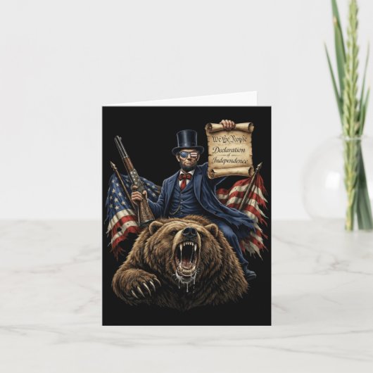 Carte Abe Lincoln chevauchant un ours avec déclaration d (Devant)