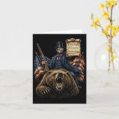 Carte Abe Lincoln chevauchant un ours avec déclaration d (Fleur jaune)