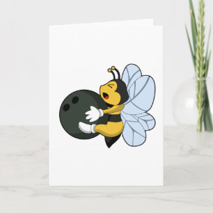 Carte Abeille au bowling avec boule de bowling