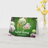 Carte Abeille aux fleurs violettes Allium Garden Anniver (Fleur jaune)