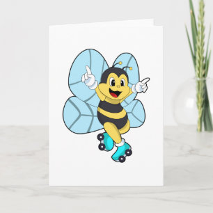 Carte Abeille avec des patins à roulettes