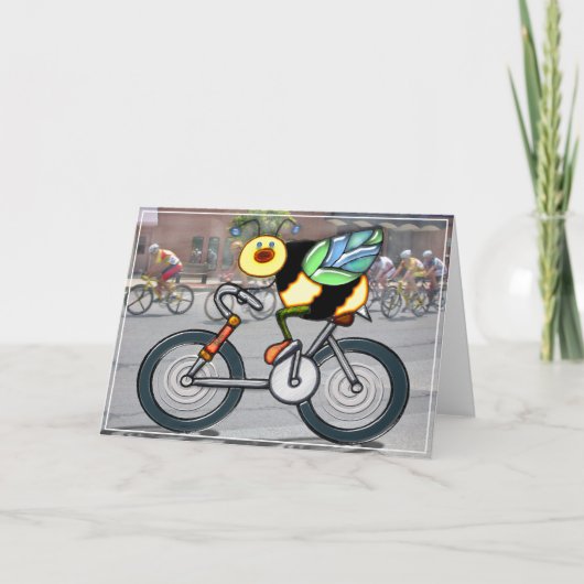 Carte Abeille en vélo en course (Devant)