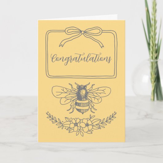 Carte Abeille et Fleur "Mémé à l'honneur" Félicitations (Devant)