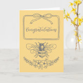 Carte Abeille et Fleur "Mémé à l'honneur" Félicitations (Fleur jaune)