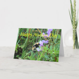 Carte Abeille F2 sur des fleurs sauvages violettes