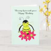 Carte Abeille fantaisiste avec des fleurs (Fleur jaune)