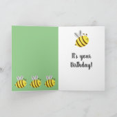 Carte Abeille heureuse, c'est ton anniversaire. Personna (Intérieur)