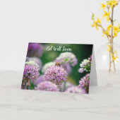 Carte Abeille heureux avec Fleur Allium Violet se tirer (Fleur jaune)