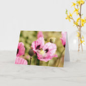 Carte Abeille sur la note rose de pavot (Fleur jaune)