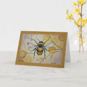 Carte Abeille vintage no 1 et Aquarelle Honeycomb (Fleur jaune)