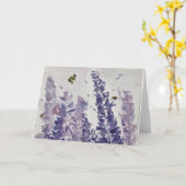 Carte Abeilles aquarelles en lavande (Fleur jaune)