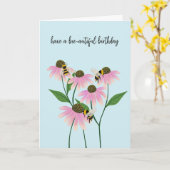 Carte Abeilles d'anniversaire et fleurs coniques (Fleur jaune)
