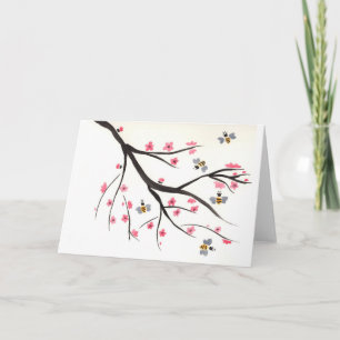 Carte Abeilles de miel et fleurs de cerisiers
