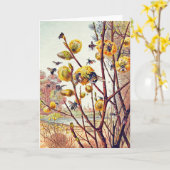 Carte Abeilles vintage Insectes Printemps Fleurissement  (Fleur jaune)