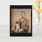 Carte Abraham Lincoln et son chat Dixie (Fleur jaune)