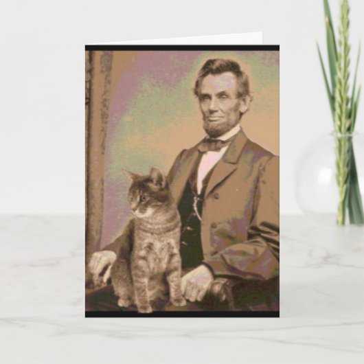 Carte Abraham Lincoln et son chat "Dixie" (Devant)