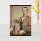 Carte Abraham Lincoln et son chat "Dixie" (Fleur jaune)