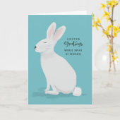 Carte Absent à l'école Salutations de Pâques Rabbit blan (Fleur jaune)