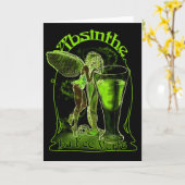 Carte Absinthe La Fee Verte Fée Avec Verre (Fleur jaune)