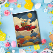 Carte Abstract Bunny Flies Airplane Clouds Custom Easter