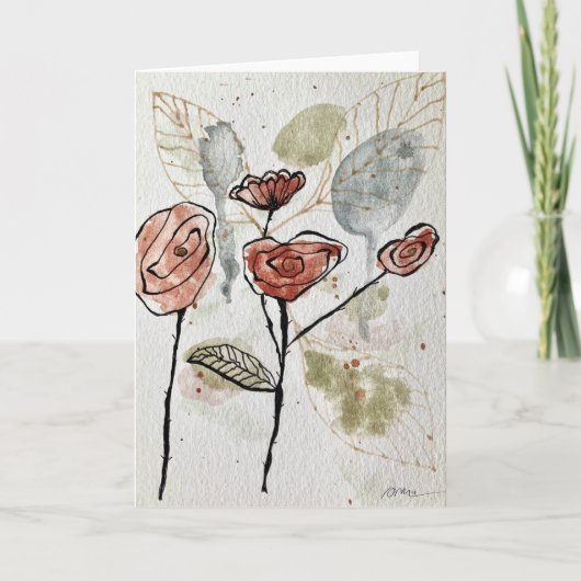 Carte Abstract Floral Watercolordoodle Card (Devant)