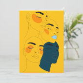 Carte Abstract Line Art Print, Four Overlapping Faces (Debout devant)