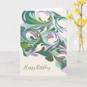 Carte Abstract Marble in Purple and Green Birthday (Fleur jaune)